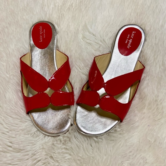Kate Spade Red Patent Leather Cut-out Sandals! - Picture 2 of 9